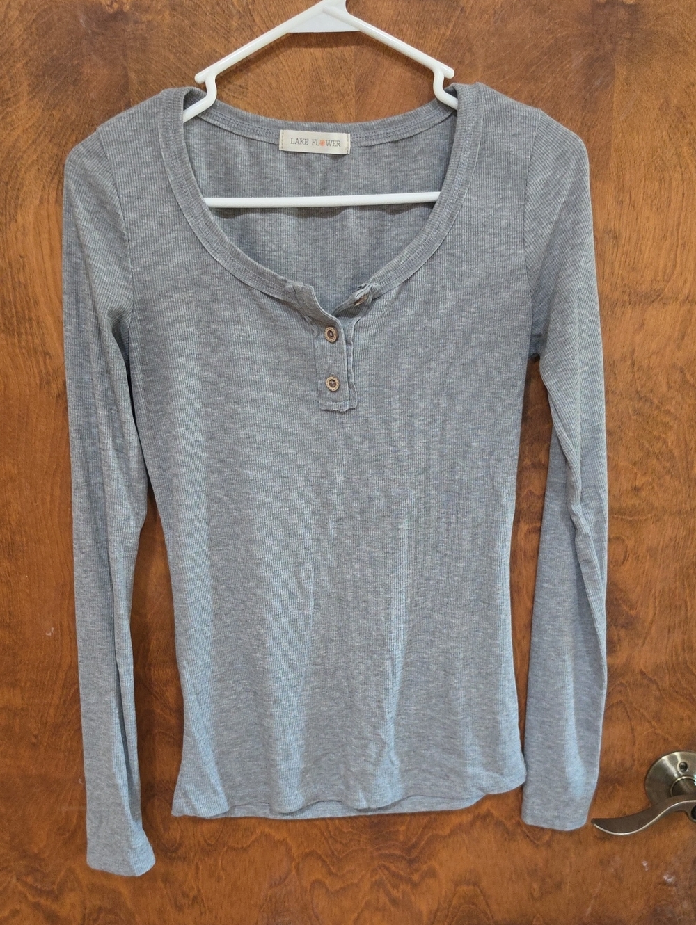 Maternity - Gray Long-Sleeve Henley Top